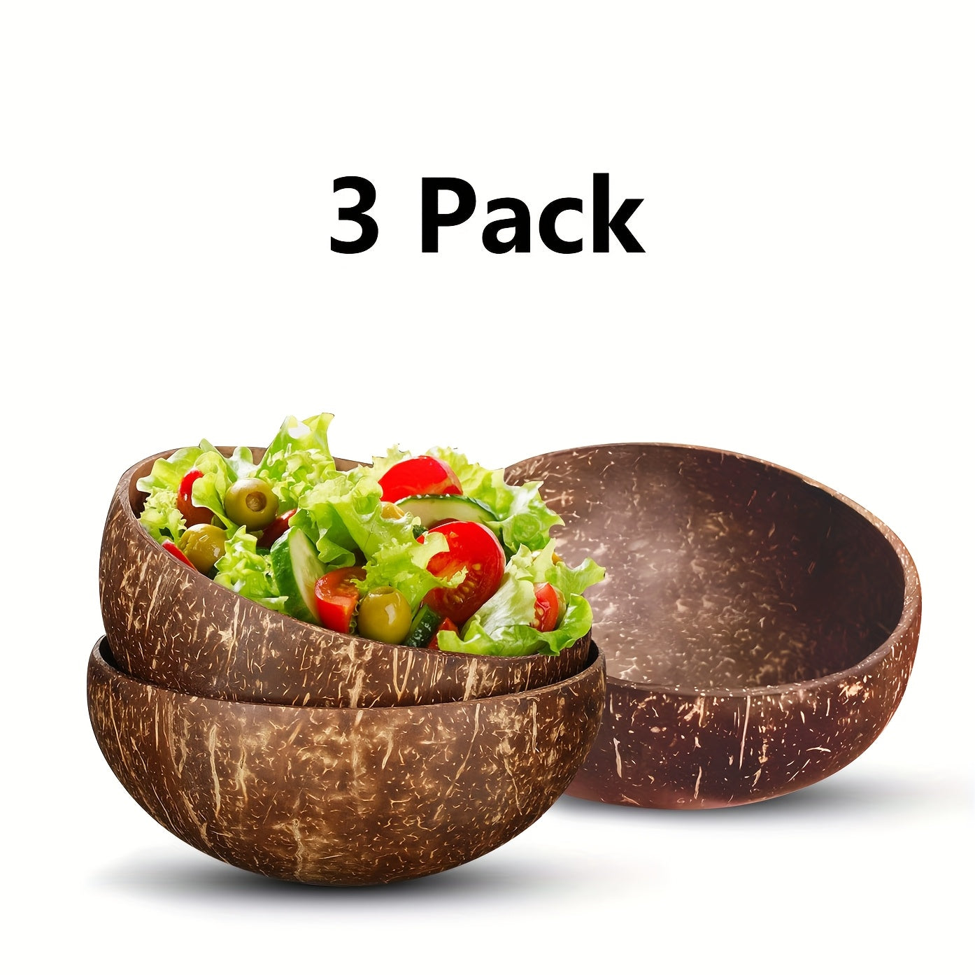 Handmade Coconut Bowls – Set of 3/12 – Eco-Friendly Natural Handmade Coconut Shell Bowls for Dining, Serving, or Decor