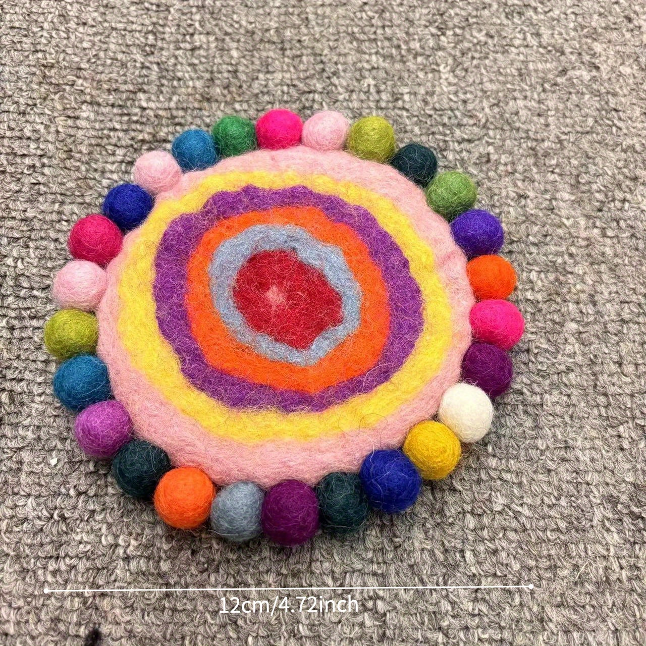 Set of 3-Piece Handmade Wool Felt Bohemian Rainbow Donut Pads - Heat-Resistant, Anti-Scalding, Anti-Slip Kitchen Pot Pads for Home & Coffee Tables