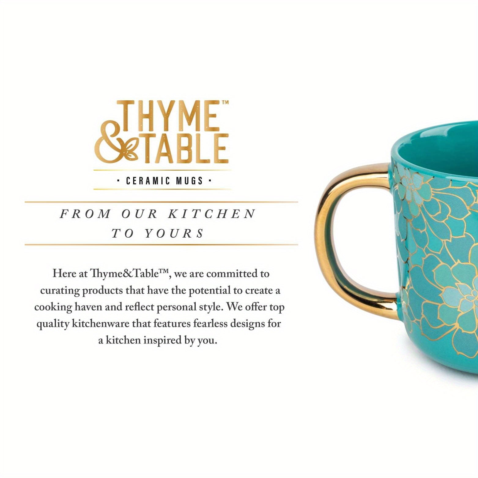 Boho Chic Coffee Mug - 16 fl oz, Teal & Gold with Succulent Design - Stylish Ceramic Mug for Home or Office