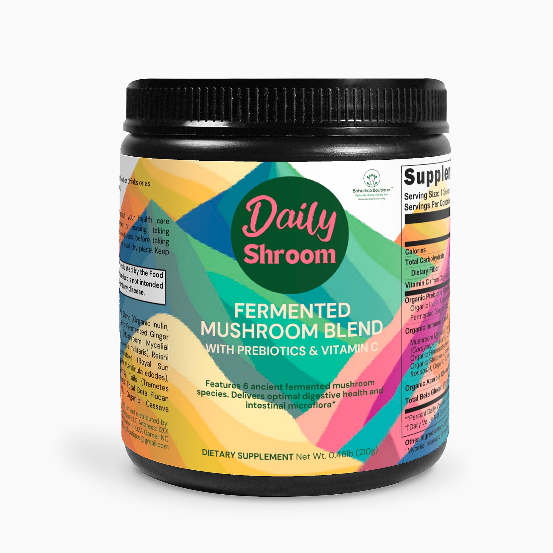 Daily Shroom 100% Natural Organic Non-Gmo Fermented Mushroom Blend With Prebiotics and Vitamin C