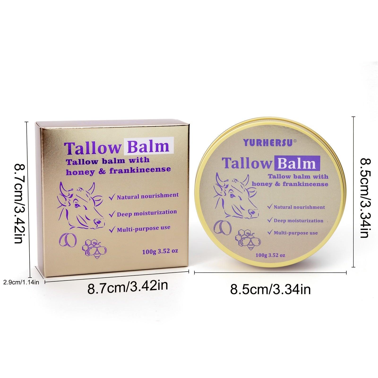 Tallow Balm 3.38 oz – All-Purpose Skin Care with Olive Oil & Vitamin E