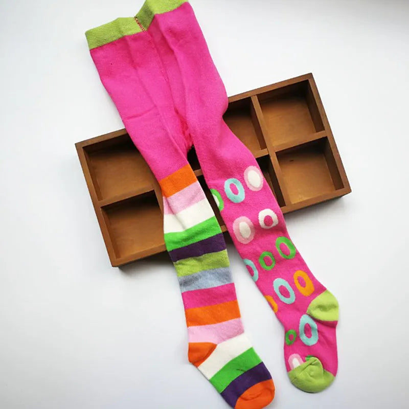 2-12 Years Spring Autumn Children Striped Socks Tights Baby Girl Cotton Knitted Kids Stocking Baby Cute Tights - Tights