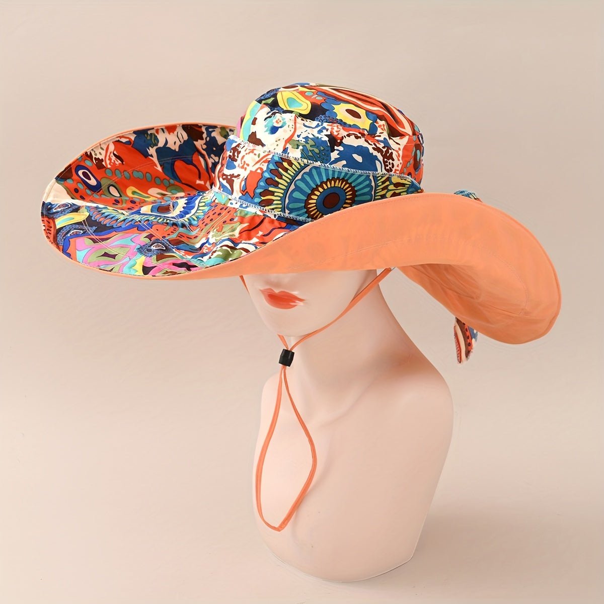 accessories - 2024 Double - Sided Wear Fisherman's Hat for Women, Extra Large Brim Summer Sun Protection Fashion Sun Hat, Cotton, Yarn - Dyed, Lightweight, Non - Elastic - UV Protective Reversible Bucket Hat - Boho Eco Boutique™ - accessories - Boho Eco Boutique™ - Orange - 