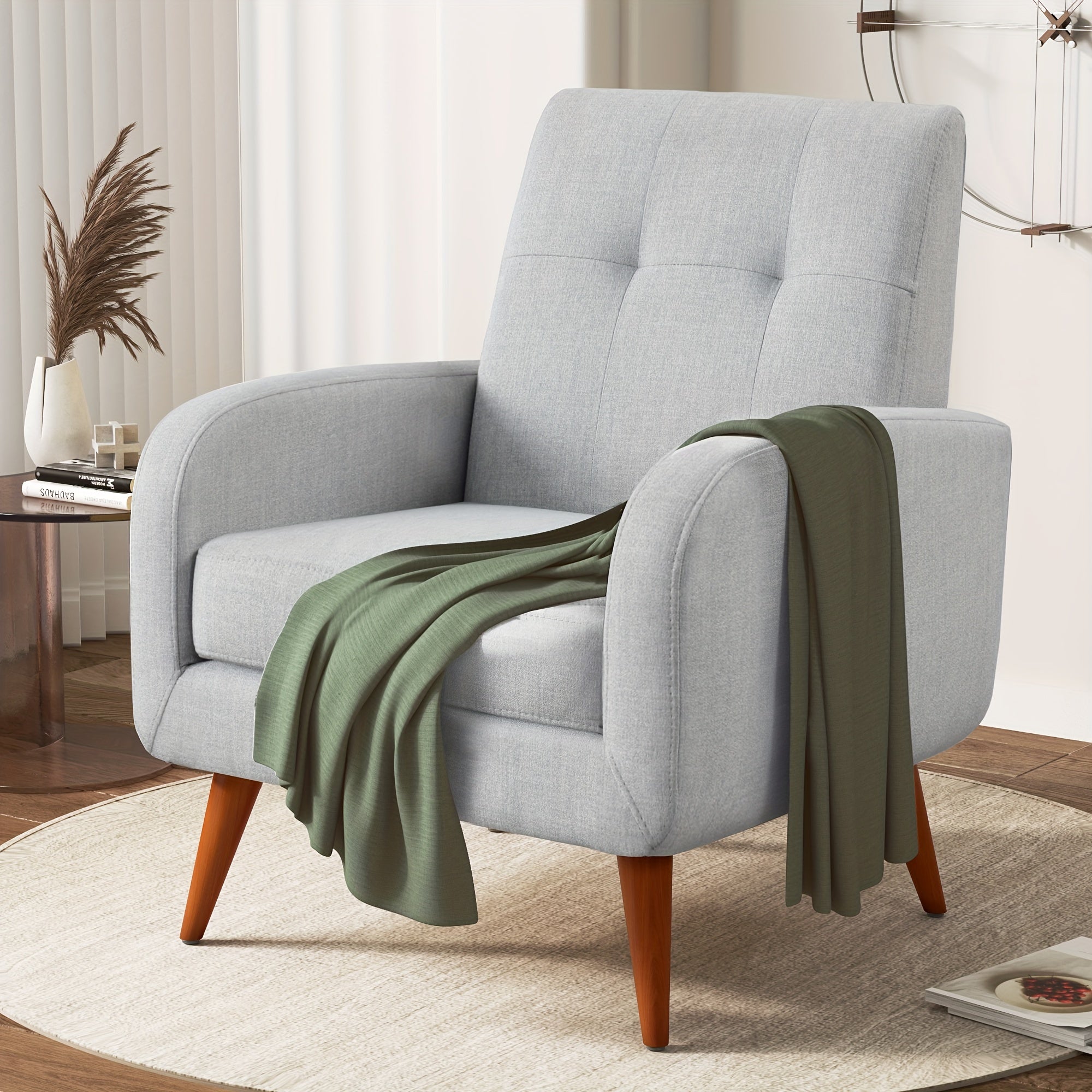 Contemporary Accent Chair, Plush Upholstered Living Room Chair, Single Sofa With Wooden Legs And Lounge Seating, Ideal Armchair For Bedroom, Reading Nook, Or Office