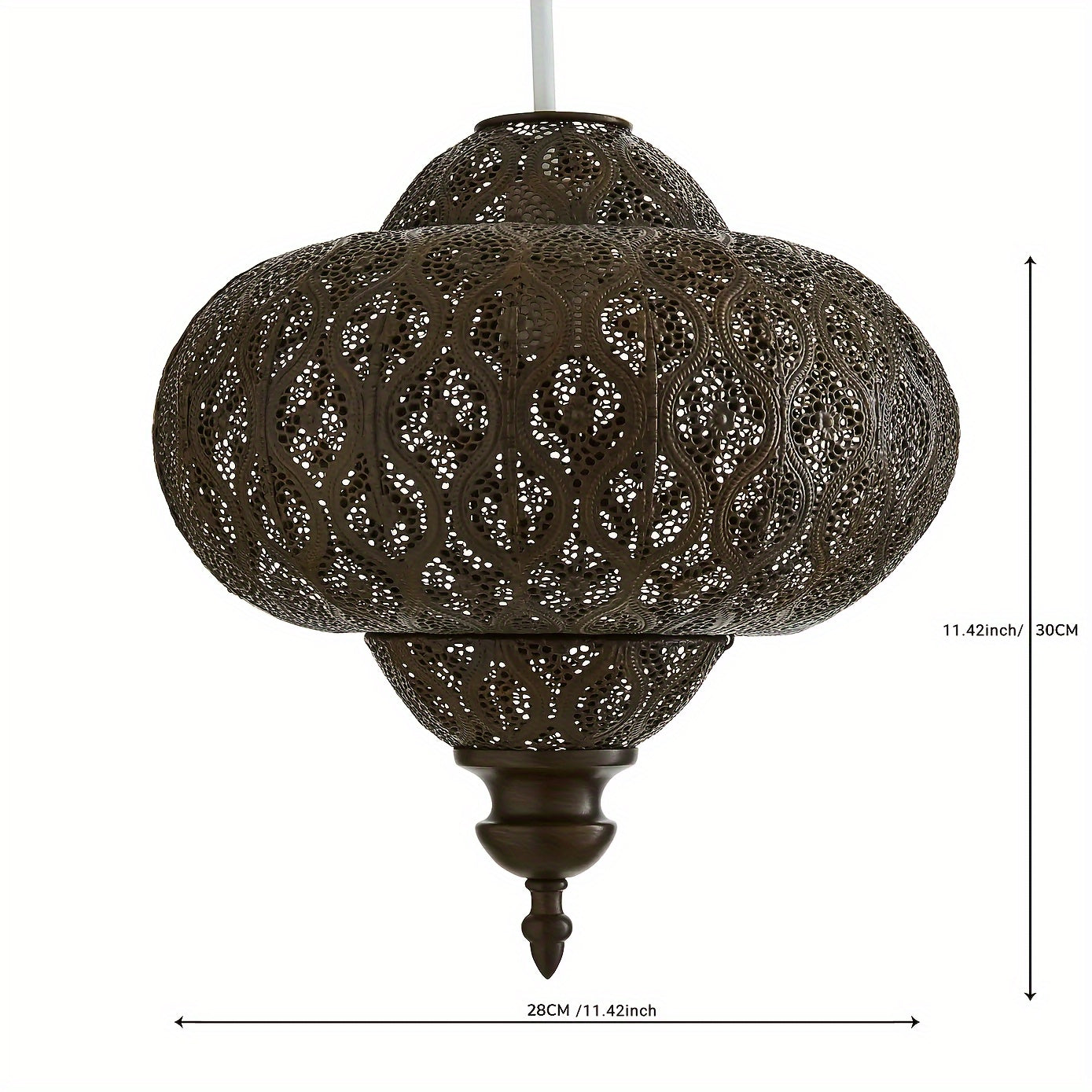 Lucena Fretwork Modern Drum Pendant Shade – Antique Bronze Finish, Battery-Free Design