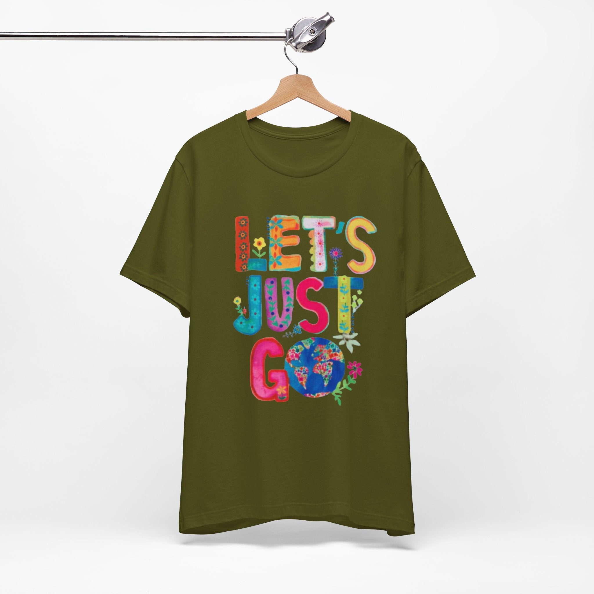 Adventurous Outdoor Positive Message T-Shirt Jersey Short Sleeve Tee Boho Eco Boutique Lets Just Go