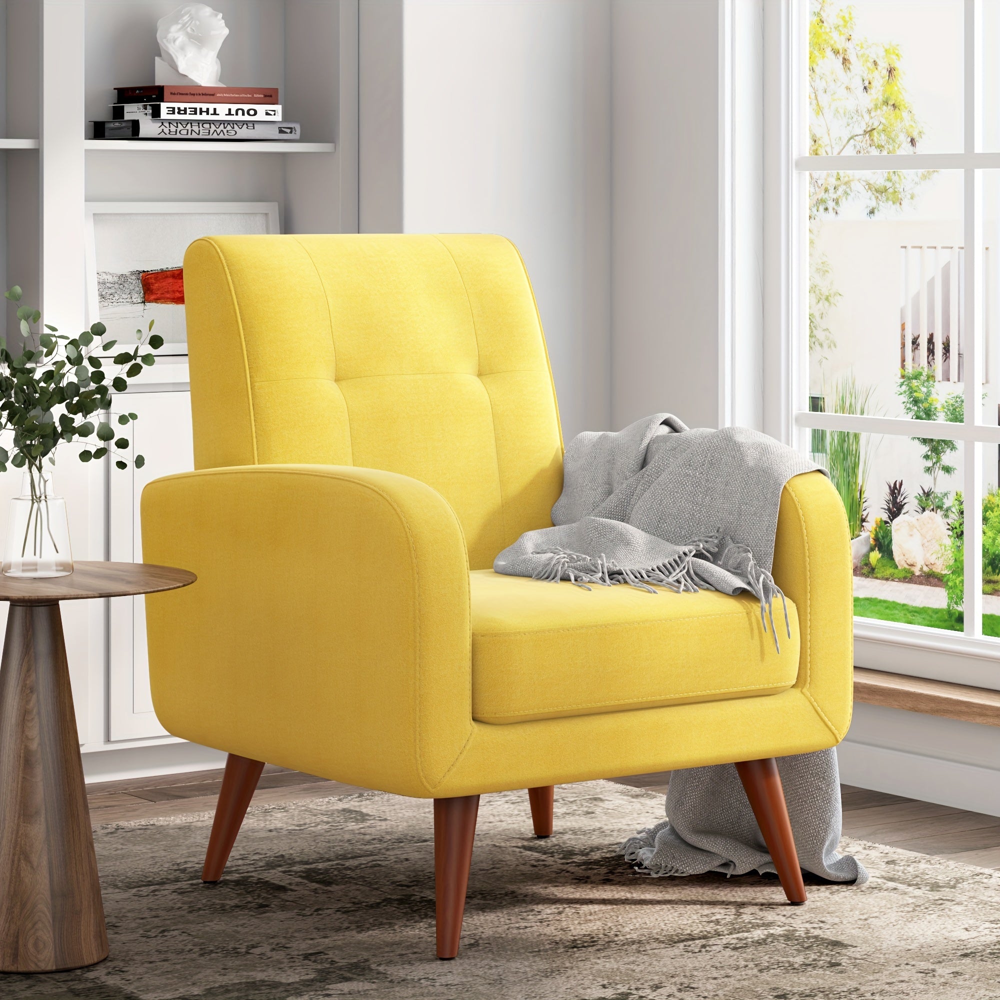 Contemporary Accent Chair, Plush Upholstered Living Room Chair, Single Sofa With Wooden Legs And Lounge Seating, Ideal Armchair For Bedroom, Reading Nook, Or Office