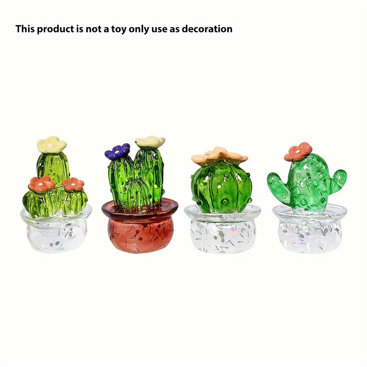 decor - 4pcs Transparent Cactus Resin Ornaments Toys, Cute Ornaments, Home Living Room Bar Cafe Decoration Ornaments, Room Decor Desktop Display Ornaments Novelty Toys - Boho Eco Boutique™ - decor - Boho Eco Boutique™ - 4pcs - 