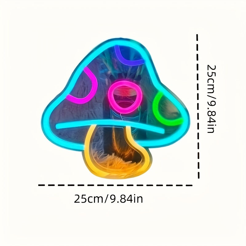 Mushroom Neon Sign Light - Cute Mushroom Night Light for Game Room & Bedroom Wall Decor, Perfect Holiday Gift for Boys & Girls