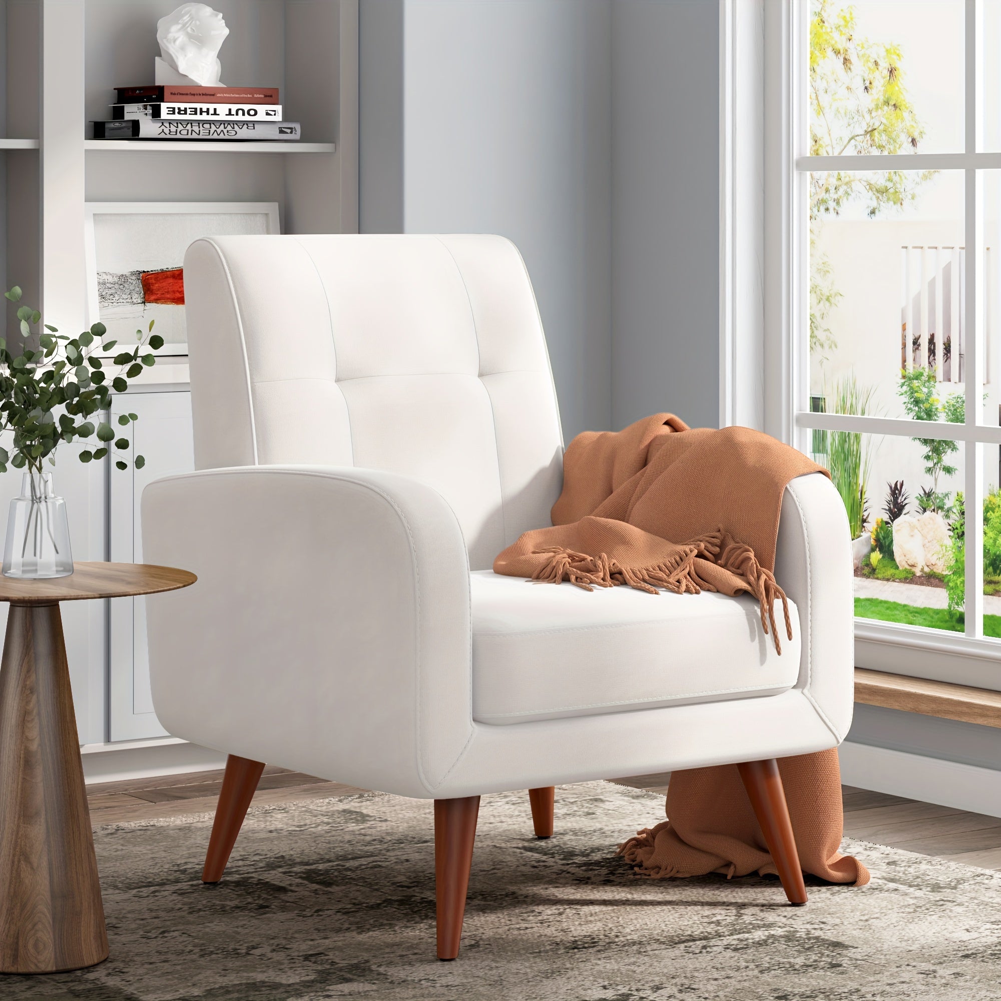 Contemporary Accent Chair, Plush Upholstered Living Room Chair, Single Sofa With Wooden Legs And Lounge Seating, Ideal Armchair For Bedroom, Reading Nook, Or Office