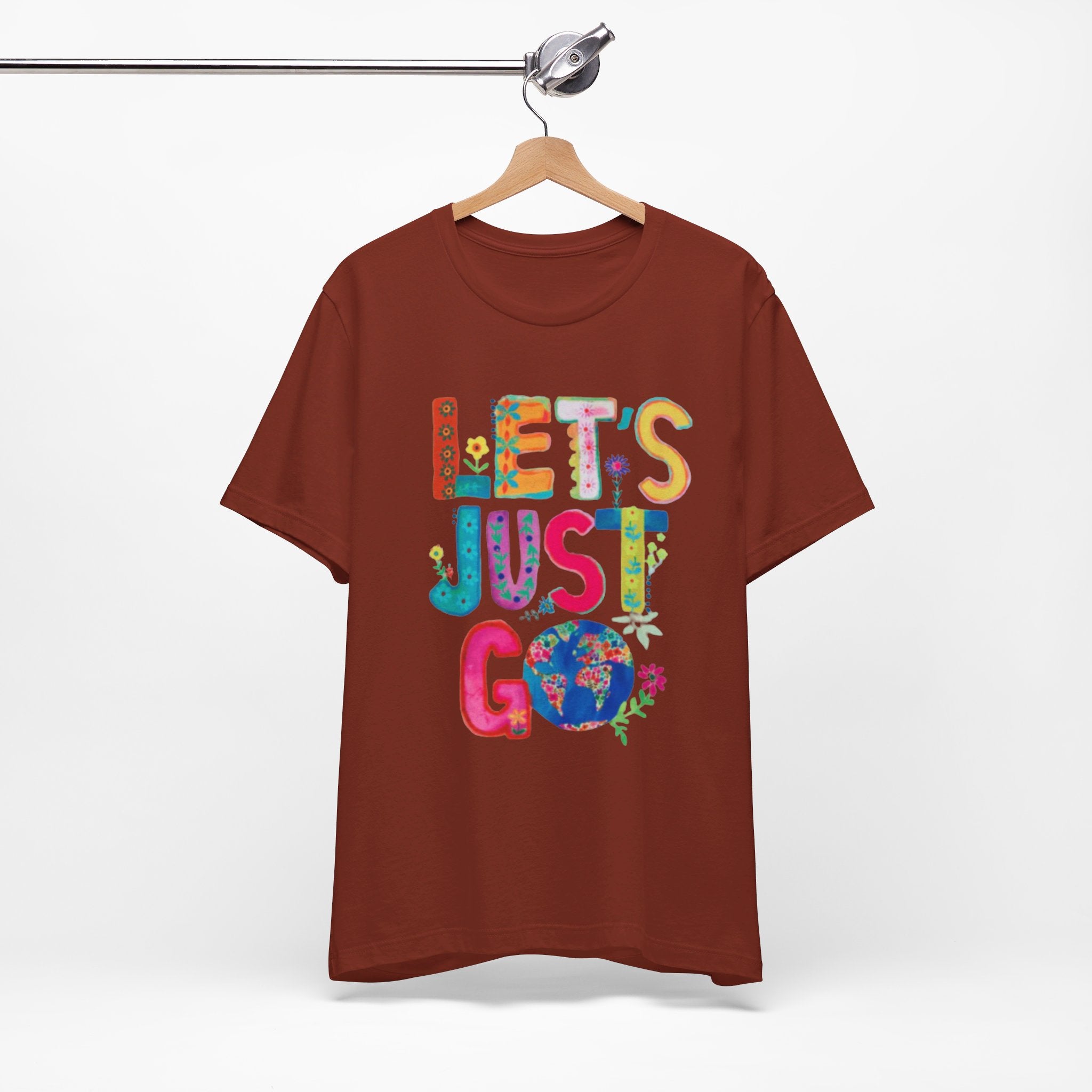 Adventurous Outdoor Positive Message T-Shirt Jersey Short Sleeve Tee Boho Eco Boutique Lets Just Go