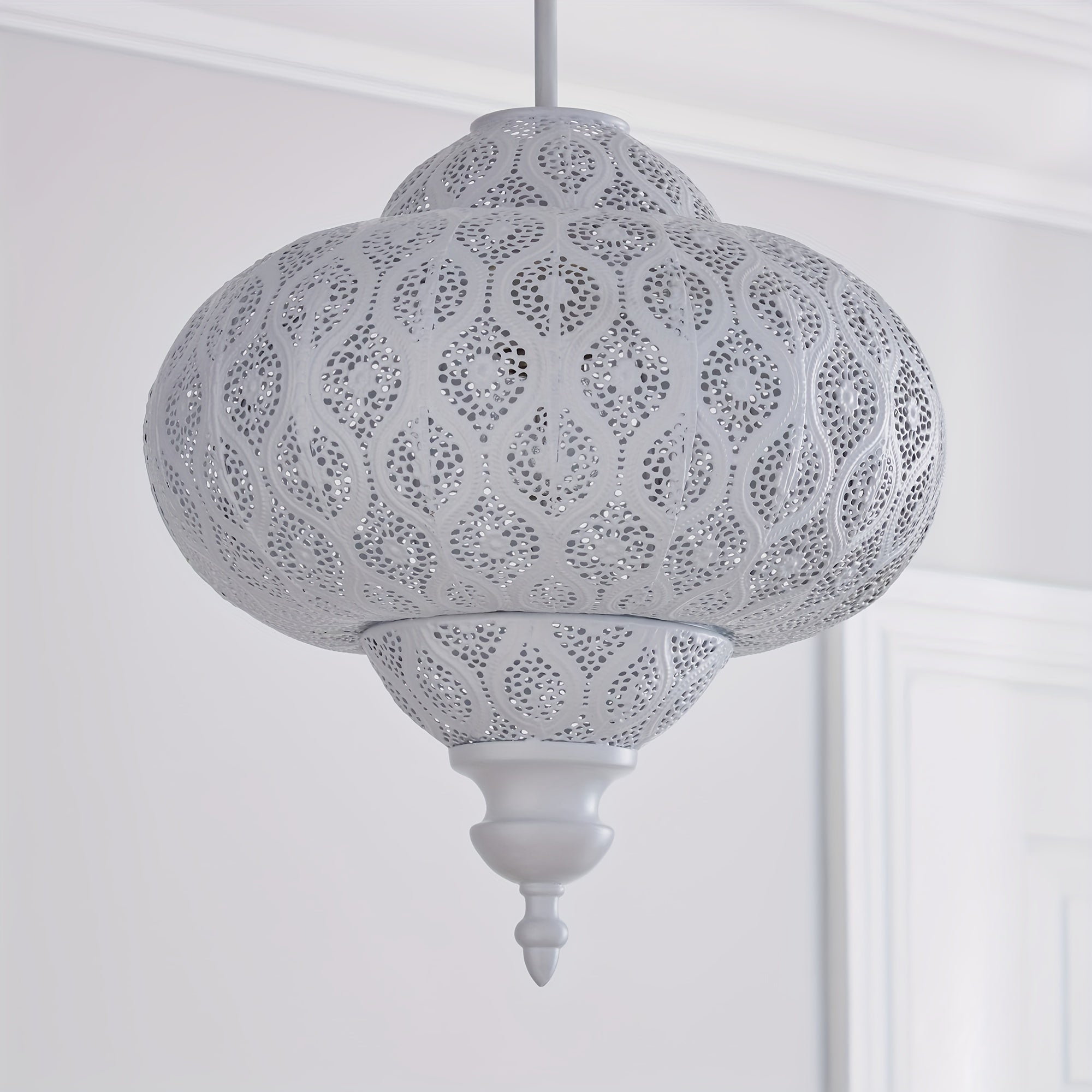 Lucena Fretwork Modern Drum Pendant Shade – Antique Bronze Finish, Battery-Free Design