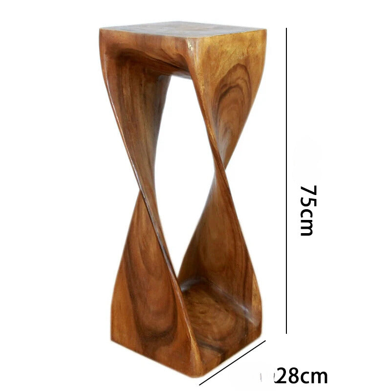 Thailand Solid Wood Low Stool - Creative Log Side Table with Root Carving Design, Natural Wood Stump Accent for Home or Office