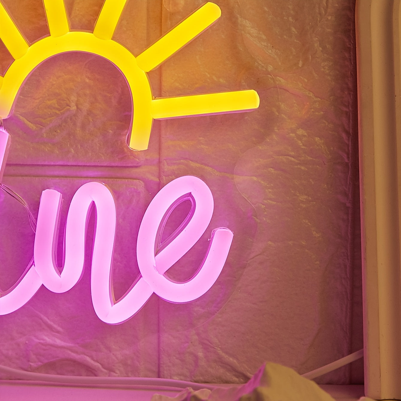 Hello Sunshine LED Neon Sign - Pink & Yellow USB Powered Wall Decor for Bedroom, Game Room, or Dining Area - Ideal for Birthdays, Christmas & Gifts