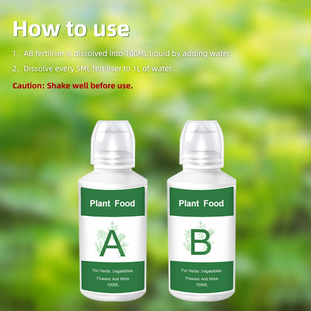 2PCS/Box General Hydroponic Nutrient Liquid A and B Fertilizer Solution Kit – 200ML – Essential Plant Food for Flowers, Vegetables, Fruits, and More