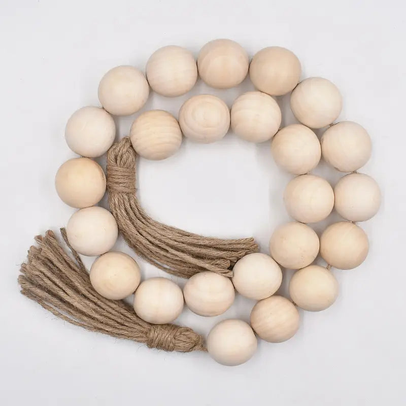 4cm Big Wood Bead Garland Tassel Room Wall Hanging Decor For Christmas Oversized Farmhouse Rustic Country Natural Bead