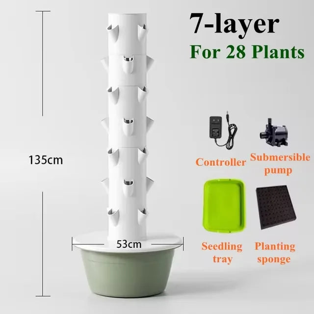 Hydroponic System Vertical Planter – Aeroponic Grow Tower for Plants, Vegetables, and Herbs | Space-Saving Hydroponics Macetas para Plantas