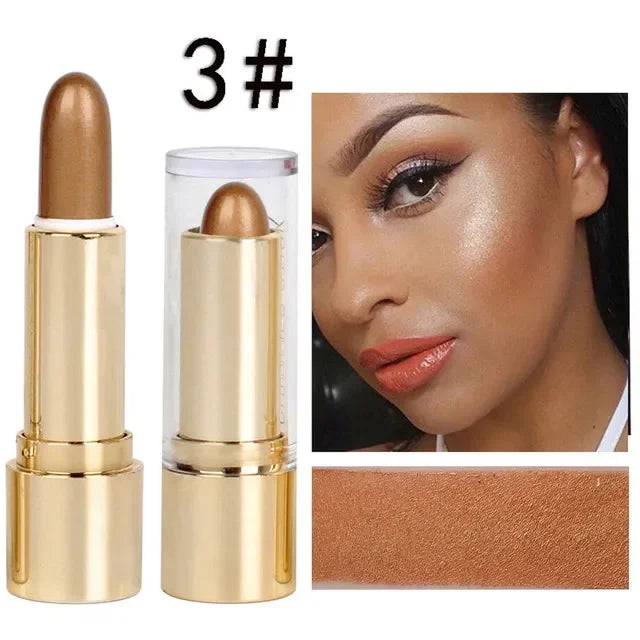 3-Color Brighten Highlighter Bar - Face Contour & Shimmer Stickur Bronzer Shimmer Highlighter Stick Concealer Cream Beauty Makeup Product