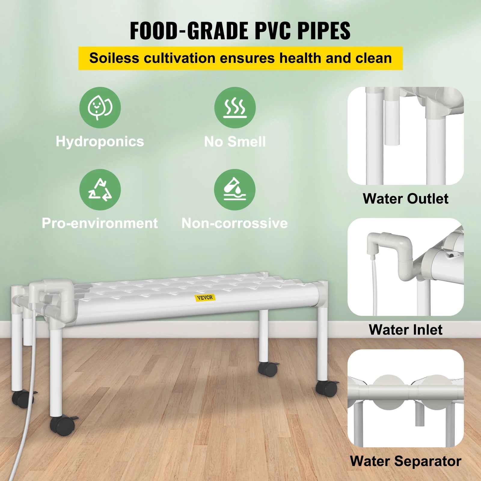 VEVOR Hydroponic Grow Kit Hydroponics System 36/54/72/90/108 Sites 1/2/3/4 Layers 4/6/8/10/12 Pipes Vegetables Lawn & Garden