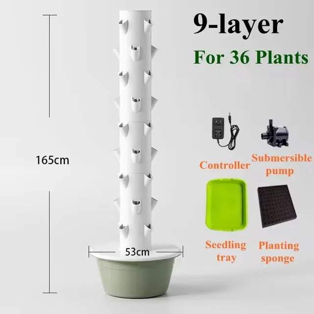 Hydroponic System Vertical Planter – Aeroponic Grow Tower for Plants, Vegetables, and Herbs | Space-Saving Hydroponics Macetas para Plantas