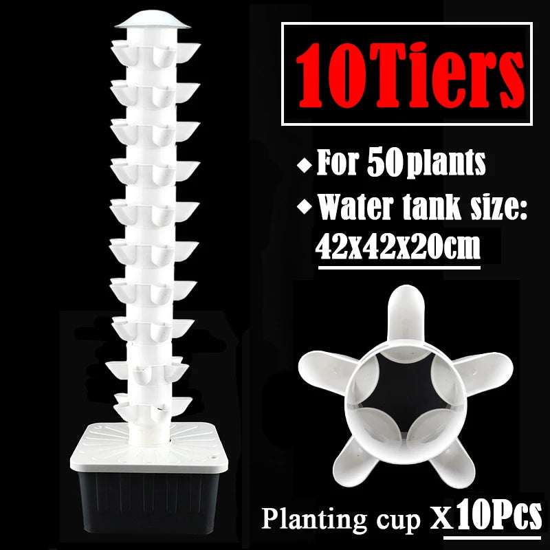 DIY Vertical Tower Planters with 5-Hole Detachable Colonization Cups – Indoor Soilless Hydroponic System for Vegetables