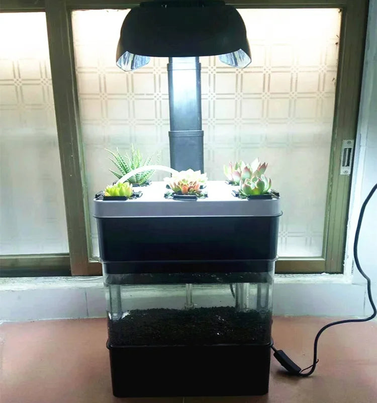 Smart Growing System Fish Tank – All-in-One Aquaponic Mini Farm with LED Grow Light