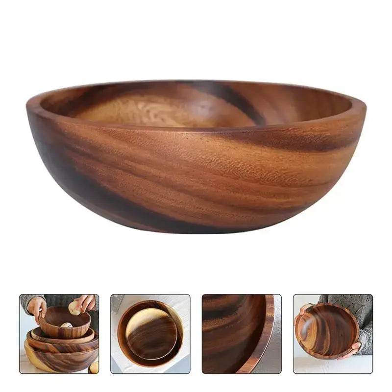 Kitchen Natural Wooden Bowl Household Fruit Bowl Salad Bowl