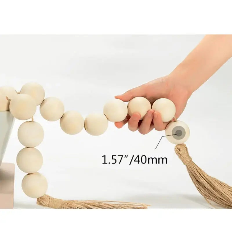 4cm Big Wood Bead Garland Tassel Room Wall Hanging Decor For Christmas Oversized Farmhouse Rustic Country Natural Bead