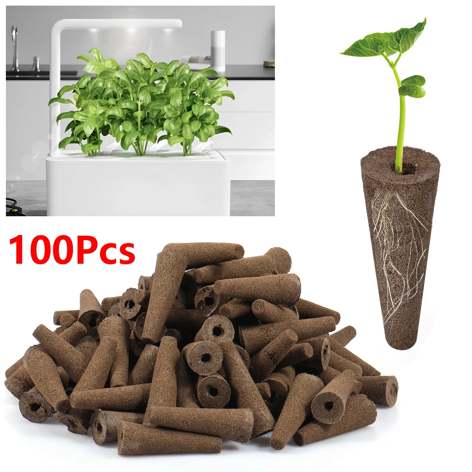 50/100pcs Garden Seed Nursery Sponges – Soilless Hydroponic Cultivation Growth Sponges for Indoor Garden Plant System & Seedling Starter