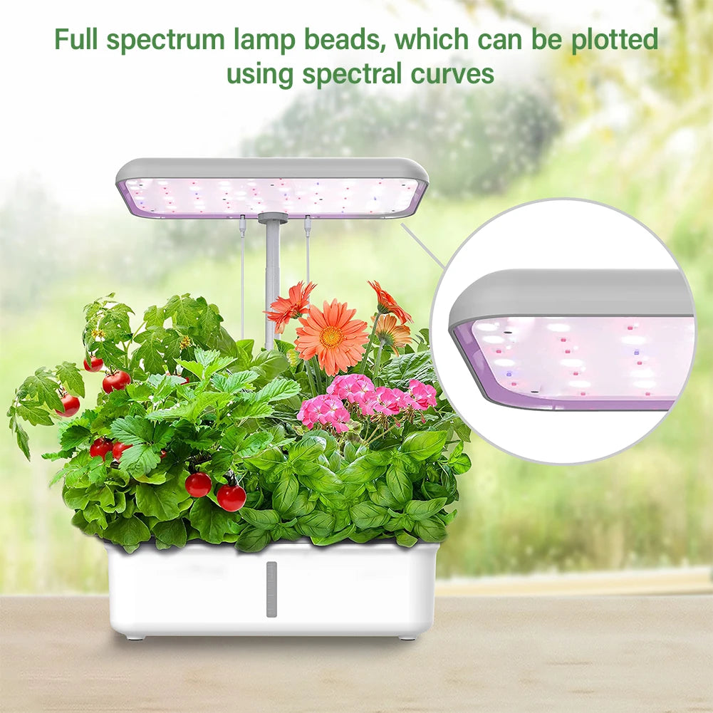 WiFi-Enabled Hydroponics System with LED Grow Light – Smart Soilless Self-Watering Indoor Gardening Planter for Home