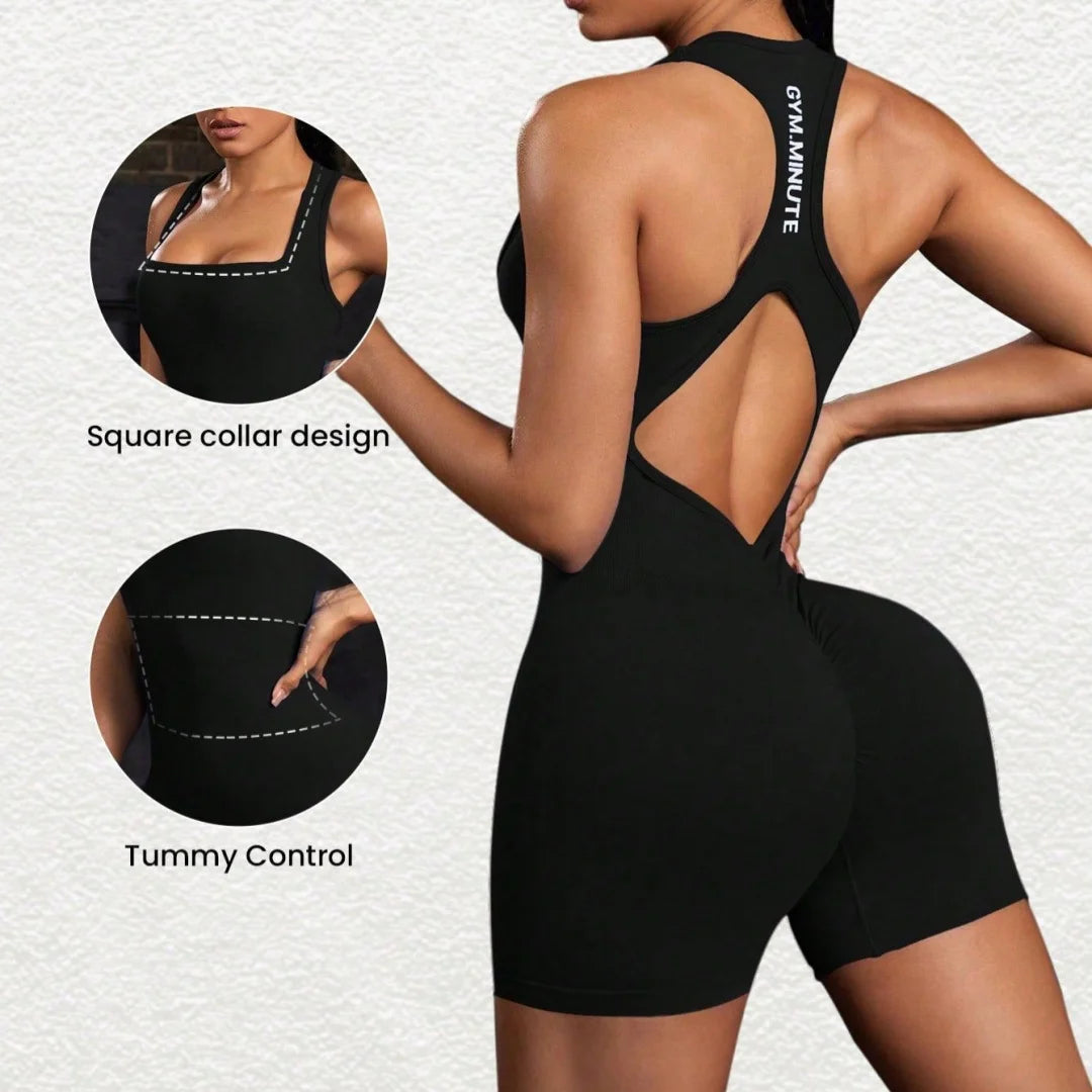 Women's Back Cross Sports Yoga Jumpsuit - High Stretch One-Piece Bodysuit for Gym & Fitness - Athletic Romper Tracksuit