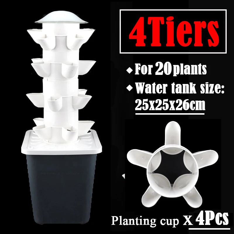 DIY Vertical Tower Planters with 5-Hole Detachable Colonization Cups – Indoor Soilless Hydroponic System for Vegetables