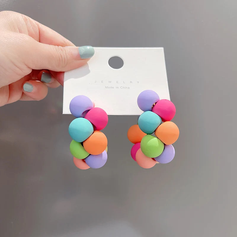 Vibrant Colorful CC Earrings - Bold and Fashionable Statement Jewelry for Trendsetters