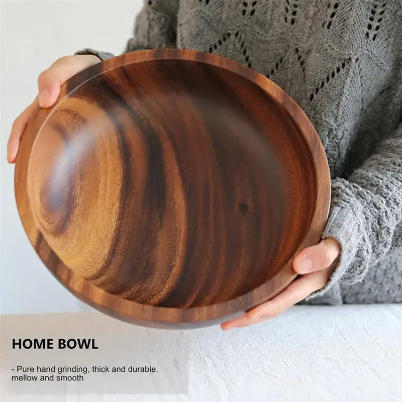 Kitchen Natural Wooden Bowl Household Fruit Bowl Salad Bowl