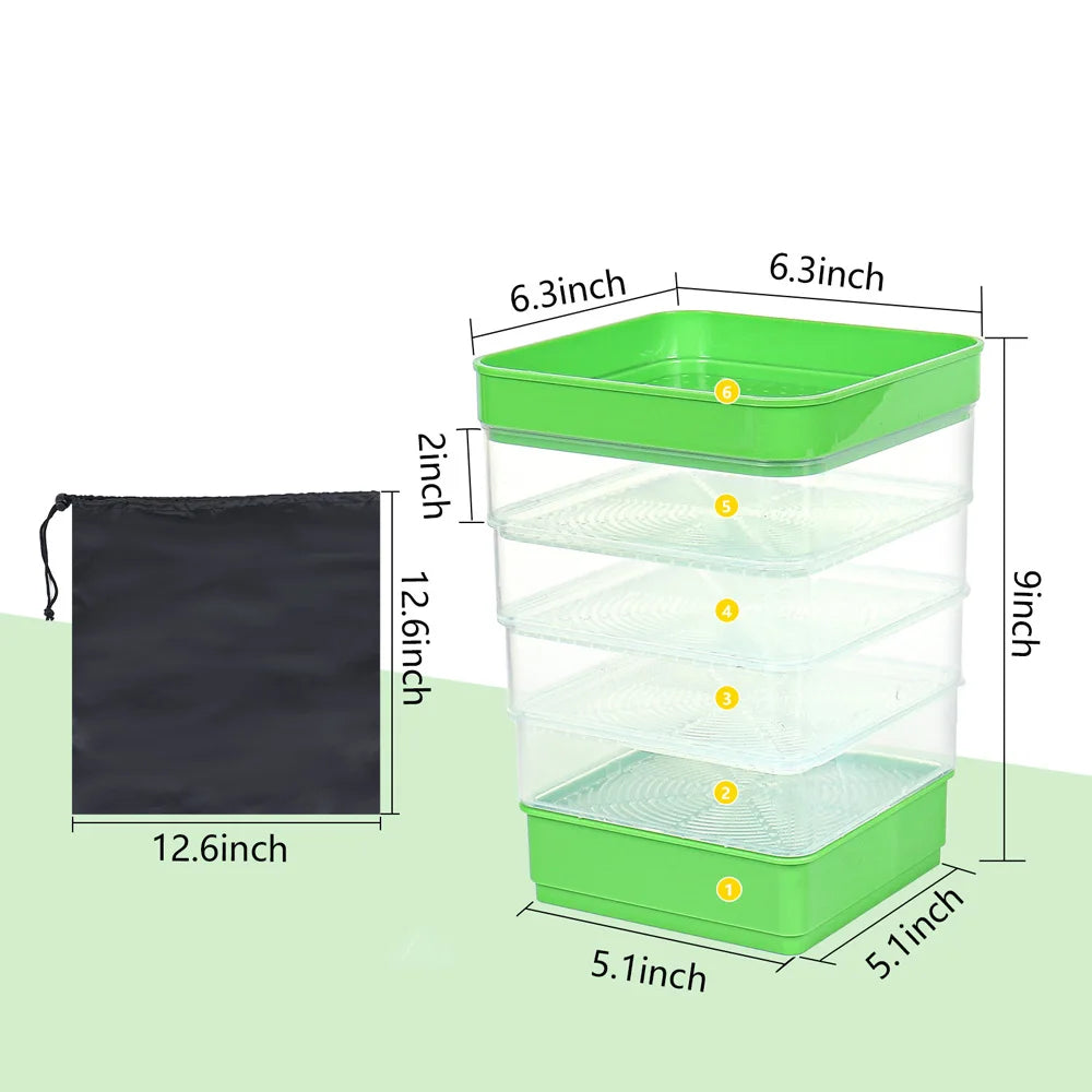 4-Tier Seed Sprouter Kit – Soilless Hydroponic Growing System for Vegetables, Herbs, and Seedlings | Seedling Starter Tray with Drainage Design for Home Gardening