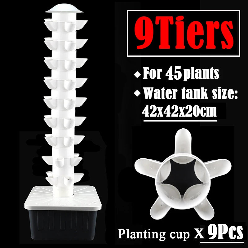 DIY Vertical Tower Planters with 5-Hole Detachable Colonization Cups – Indoor Soilless Hydroponic System for Vegetables