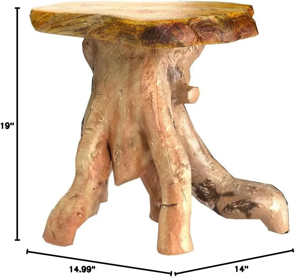 Tree Stump Side Table - Live Edge Natural Wood Accent Table, 19'' Tall, Rustic Stool or End Table with Natural Edge Design