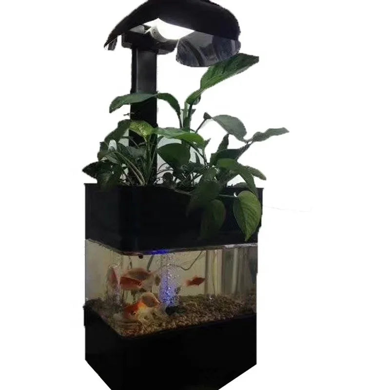 Smart Growing System Fish Tank – All-in-One Aquaponic Mini Farm with LED Grow Light