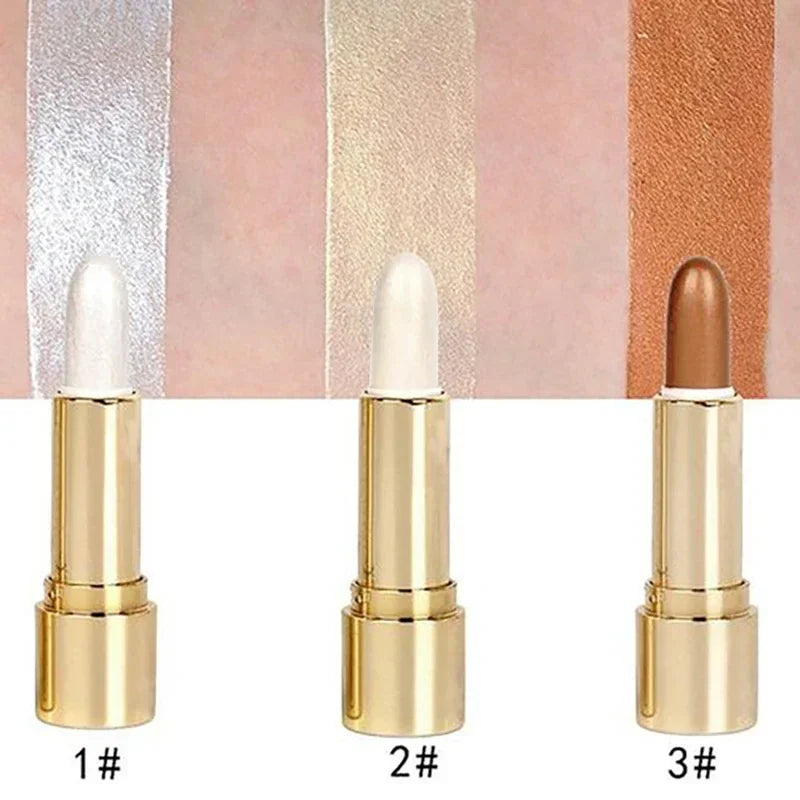 3-Color Brighten Highlighter Bar - Face Contour & Shimmer Stickur Bronzer Shimmer Highlighter Stick Concealer Cream Beauty Makeup Product