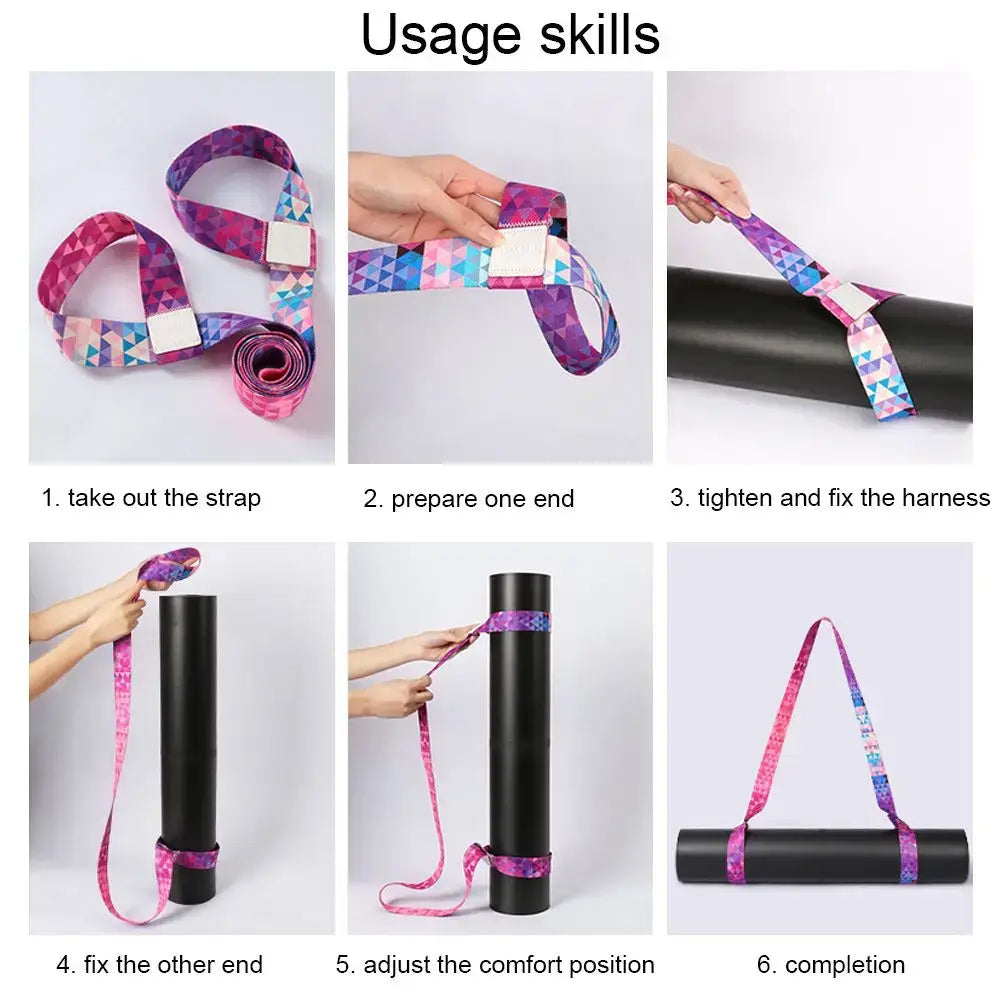 Multicolor Exercise Stretch Sports Accessories Yoga Mat Strap Belts Yoga Belt Carry Straps Sport Sling Shoulder