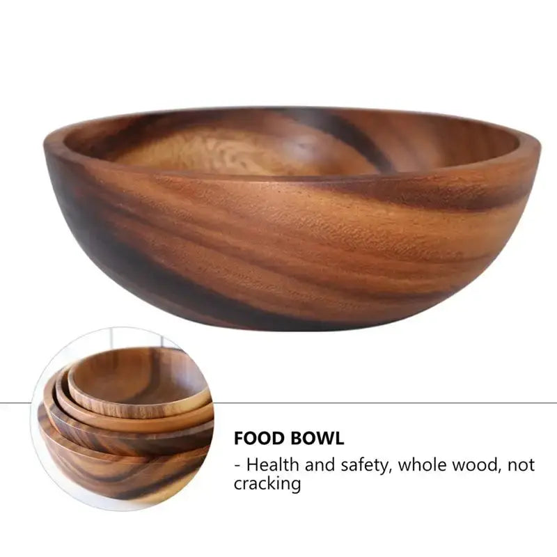 Kitchen Natural Wooden Bowl Household Fruit Bowl Salad Bowl