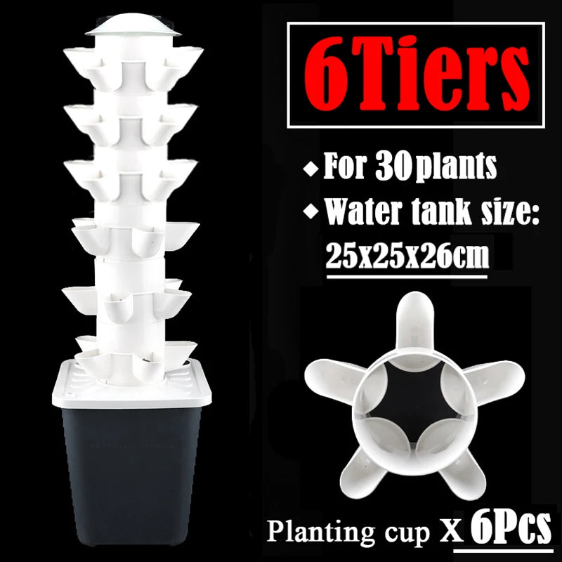 DIY Vertical Tower Planters with 5-Hole Detachable Colonization Cups – Indoor Soilless Hydroponic System for Vegetables