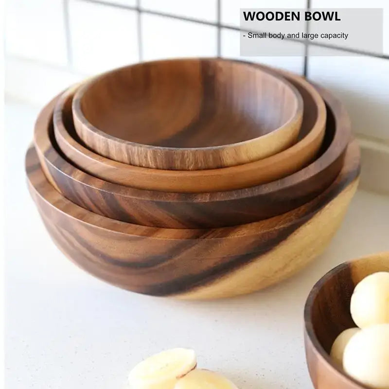 Kitchen Natural Wooden Bowl Household Fruit Bowl Salad Bowl