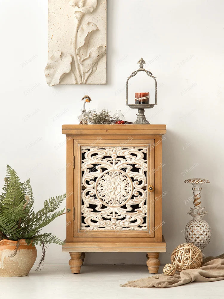 Boho Chic Hand-Carved Wooden Cabinet - Versatile Home Furniture for Buffet, Wardrobe, Side Table, TV Console, or Hutch, Available in Multiple Sizes