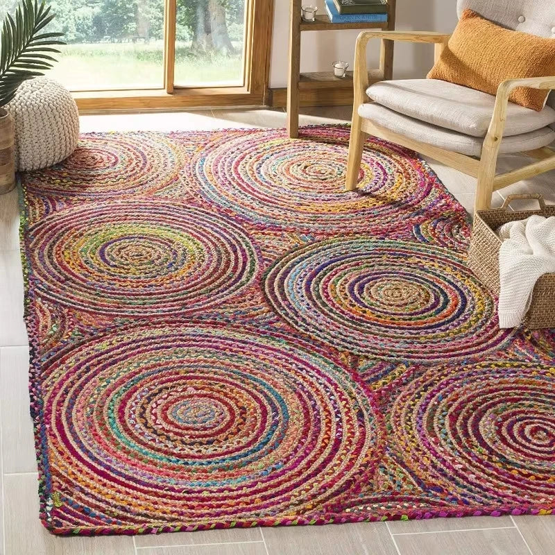 Indian Beautiful Handmade Braided Bohemian Jute Rug – Natural Floor Rug for Home Décor Large Area Rug