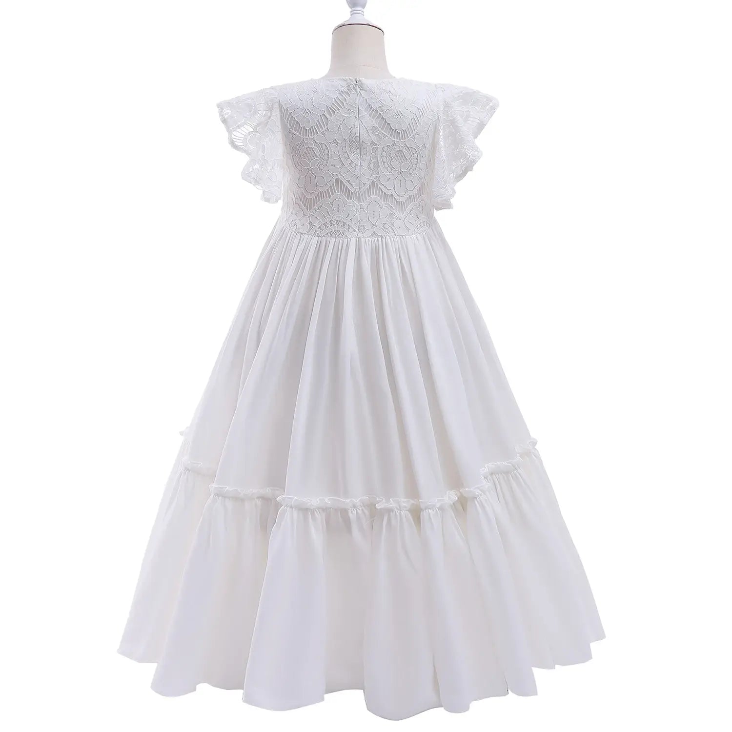 Summer New Girl Lace Floral Dress Kids Boho Short Sleeve Maxi Long Vestido Flower Girls Dresses For Wedding Kid