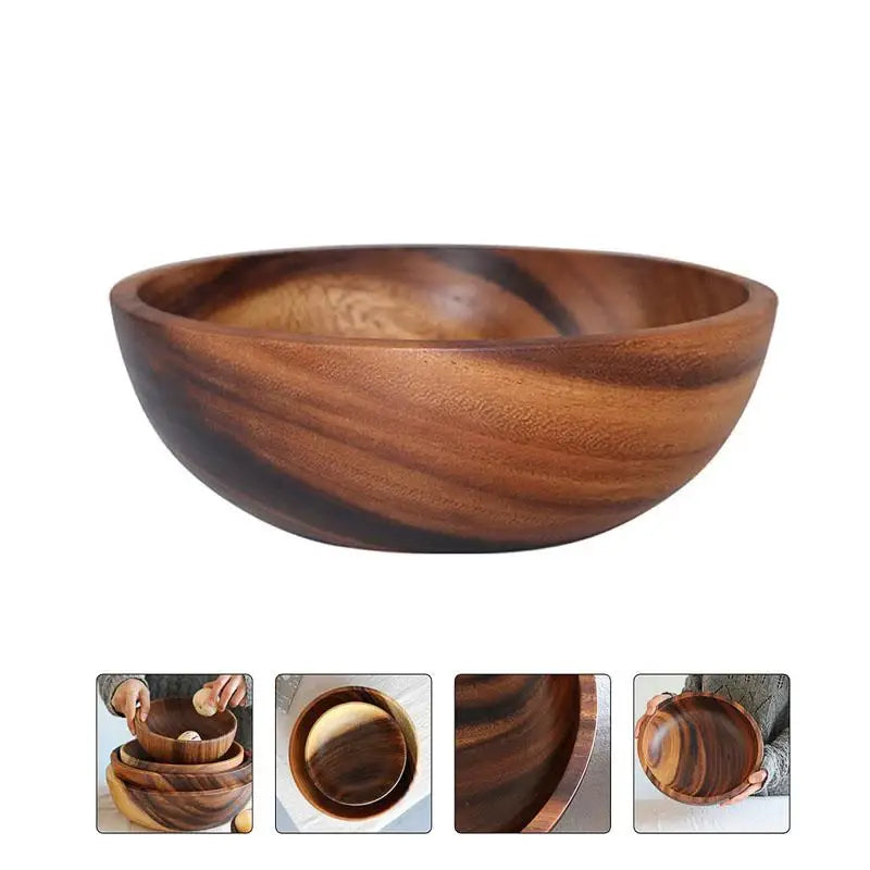 Kitchen Natural Wooden Bowl Household Fruit Bowl Salad Bowl