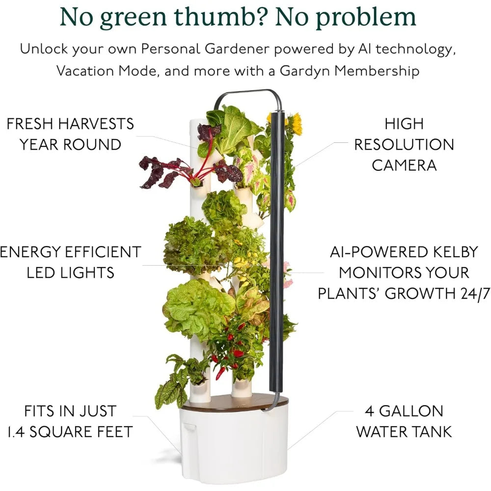 Hydroponics Growing System Kit & Vertical Indoor Smart Herb Garden – Includes 16 Non-GMO Plants for Sustainable Indoor Gardening