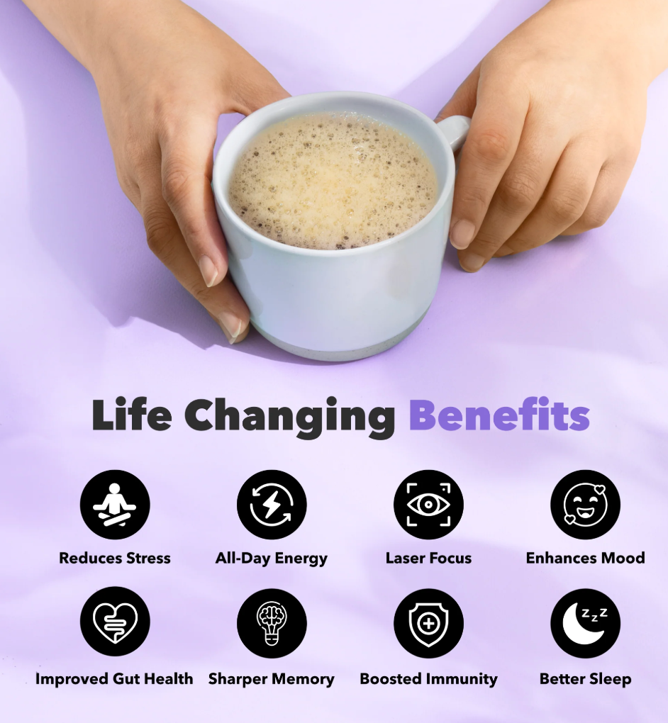 The Mushroom Coffee by Everyday Dose Premium Coffee Extract with Grass-Fed Collagen, Chaga, Lions Mane & L-Theanine for better Focus, Energy, Digestion and Immunity 30 Servings of Mushroom Coffee