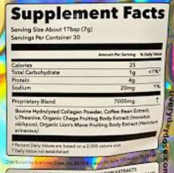 The Mushroom Coffee by Everyday Dose Premium Coffee Extract with Grass-Fed Collagen, Chaga, Lions Mane & L-Theanine for better Focus, Energy, Digestion and Immunity 30 Servings of Mushroom Coffee